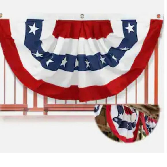 New 1.5' x 3' USA Pleated Half Fan Flag Bunting Patriotic Stars & Stripes Banner - Picture 6 of 9